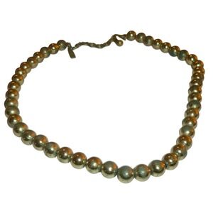 Vintage Monet Gold Tone Round Bead Choker Necklace Adjustable J-Hook Closure